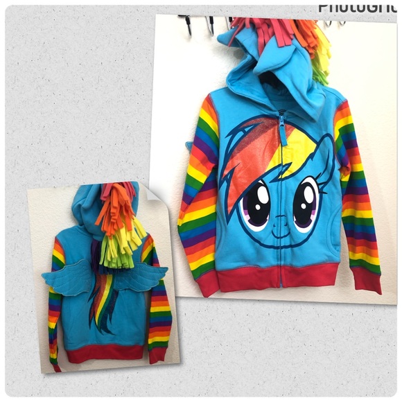 MY LITTLE PONY Girls Hooded Full Zip Hoodie Sweatshirt Wings Decorated NWT - Picture 2 of 13